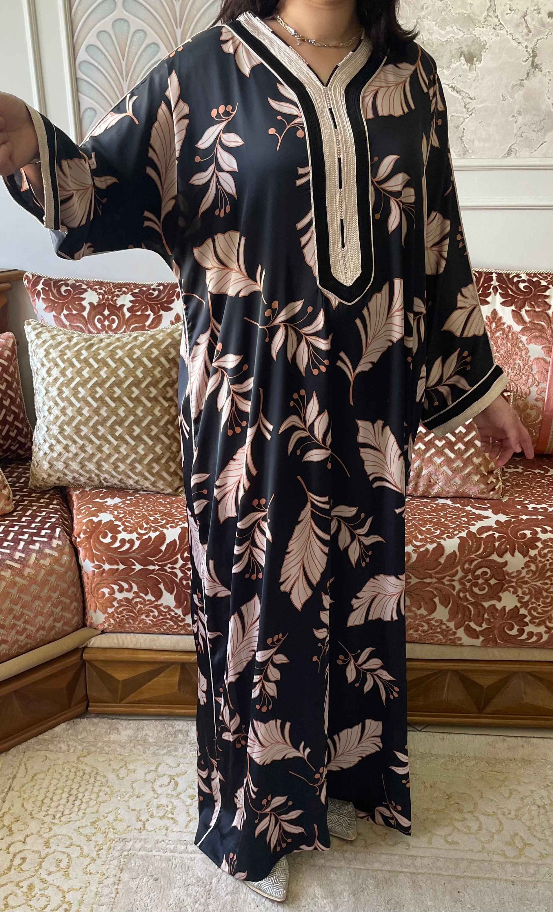 Caftan Noir et Beige